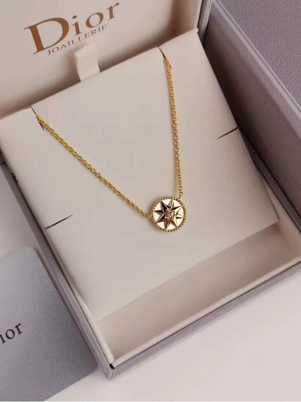 Diorr Gold Star Compass Medallion Necklace